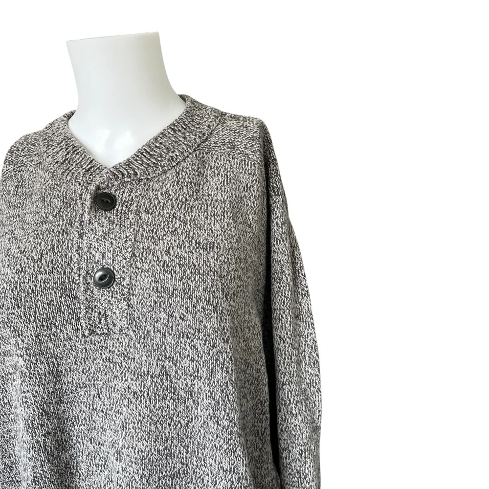 Eddie Bauer Gray Cotton Henley Pullover Sweater Knit Neutral Mens Size XXL - Picture 5 of 9